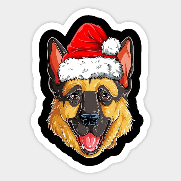 German Shepherd Santa Claus Hat Christmas Sticker by EmilyCharlotty